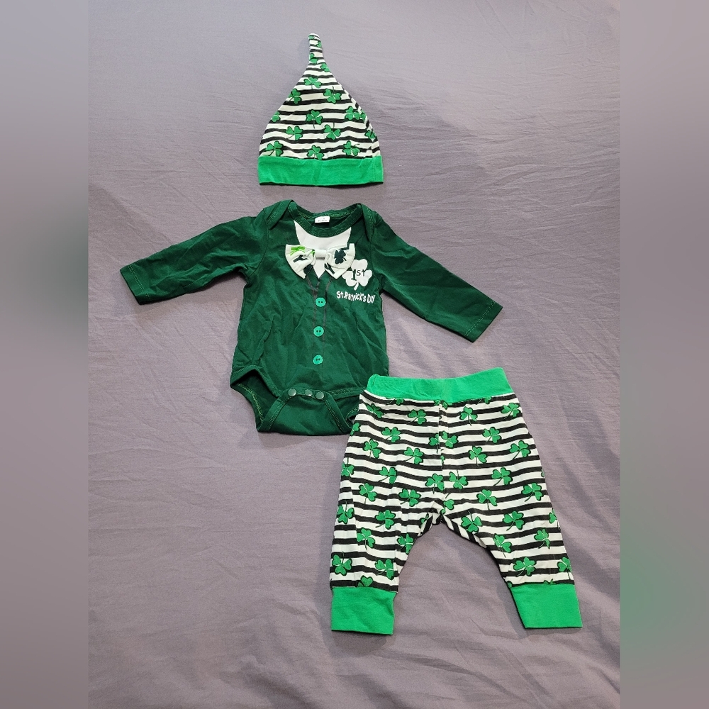 ✨️Kids 5/$40✨️ Baby 3 Pc Outfit For 1st St. Patrick's Day NWOT